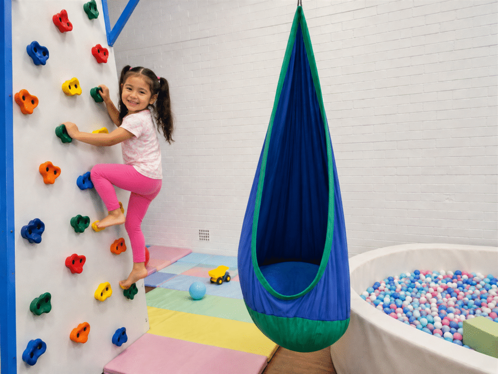 Child on climbing wall