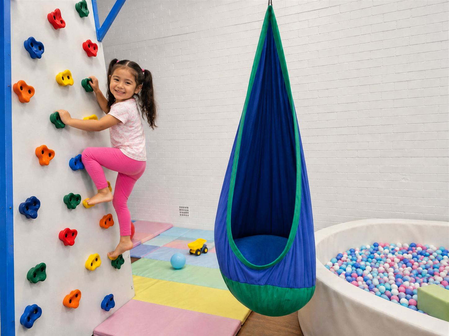 Child on climbing wall