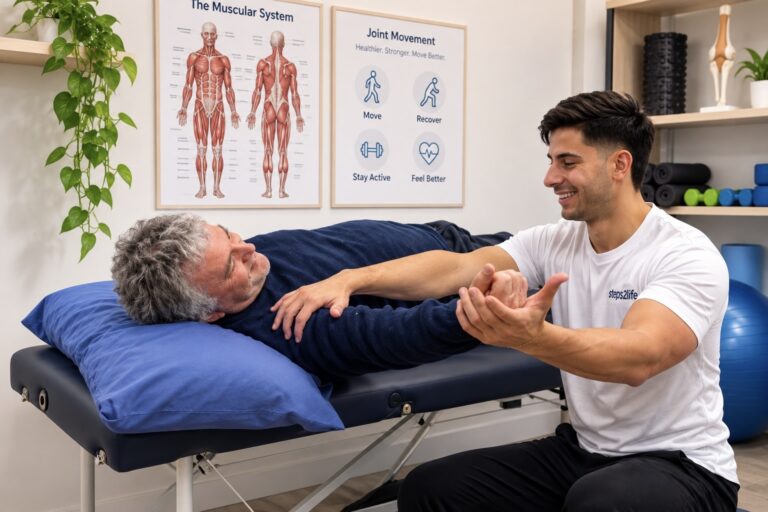Practitioner working with an older client
